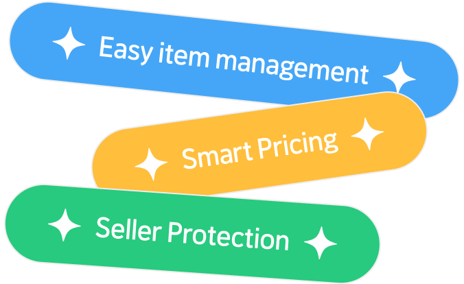 Easy item management, Smart Pricing, Seller Protection